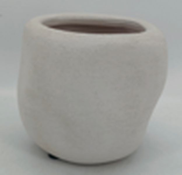 White Textured Stone Plant Pot 14cm x 14cm x 12.5cm