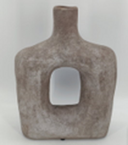 Tall Brown Textured Sculptured Vase 22.5cm x 7.5cm x 30.5cm