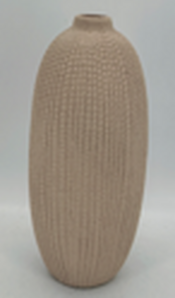 Tall Tan Texured Stone Vase 10.2cm x 10.2cm x 23.8cm