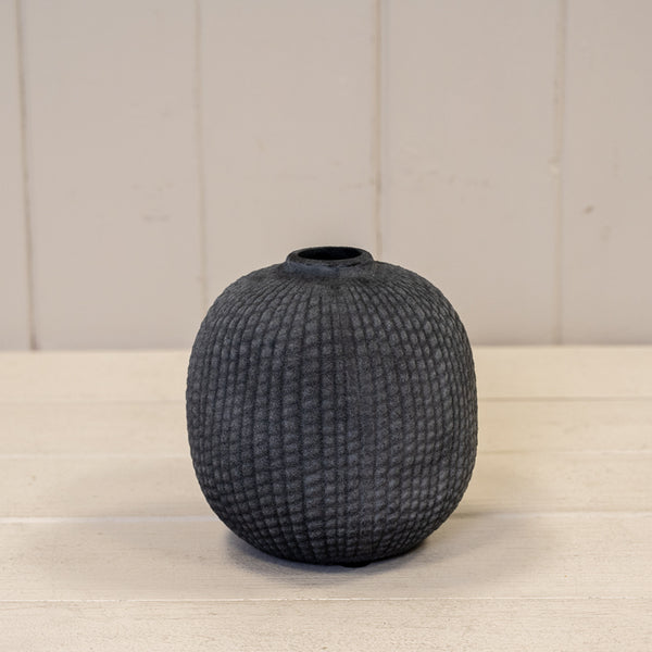 Grey Small Textured Vase 10.8cm x 10.8cmx 11cm