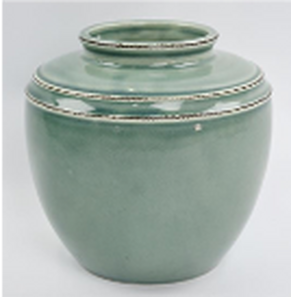 Natural Rustic Ceramic Vase with Double Line Detail Small