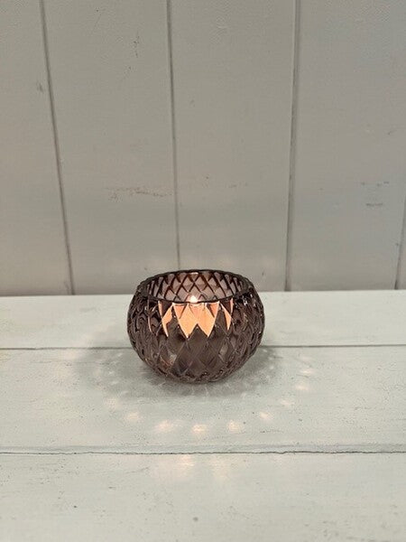 Amethyst Diamond Pattern Tealight Holder 7cm x 7cm x4.2cm