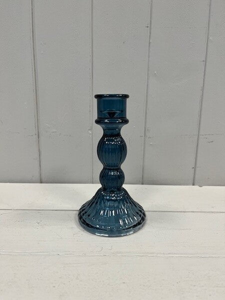 Medium Blue Decorative Candle Holder 8.2cm x 8.2cm x 15.4cm