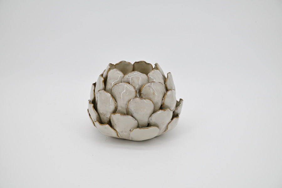 Natural Stoneglazed Artichoke Candle Holder