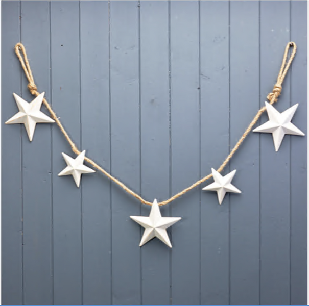 White Metal Star Garland 128x2.5x11.5/15