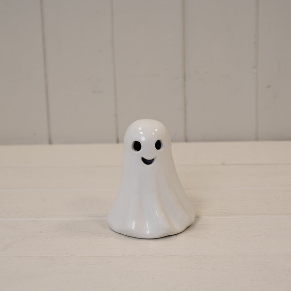 White Ceramic Ghost Decoration with LED L8.5xD8.5xH10.5cm